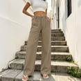 thumbnail image 4 of ClodeEU Women's Elastic Waist Straight Leg Pants With Pockets,Solid Color Casual Fashion Trousers ,Women's Plus XXL, 4 of 6