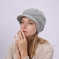 thumbnail image 6 of GZWYHT Beanies,Beanie Hats Keep Warm Winter Casual Beret Knitted Hat Wool Hemming Hat Thicken Ski Hat Winter Hats,Hats for Women Light gray, 6 of 9