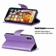 thumbnail image 5 of Allytech iPhone XS Max Case (6.5"), Slim Fit PU Leather Folio Butterfly Embossed Shockproof Wrist Hand Strap Flip Cards Holder Wallet Case TPU Back Cover for Apple iPhone XS Max, Violet, 5 of 8