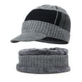 thumbnail image 1 of Tuque d'Hiver Chaude pour Homme en Tricot + Bavettes, Doublée en Molleton, avec Bord, 1 of 6