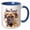 Blue/White, variant on 3drose, Autumn Leaves Float Around a Cute Mastiff Dog for Thanksgiving Fun, 11oz Two-tone Yellow Mug