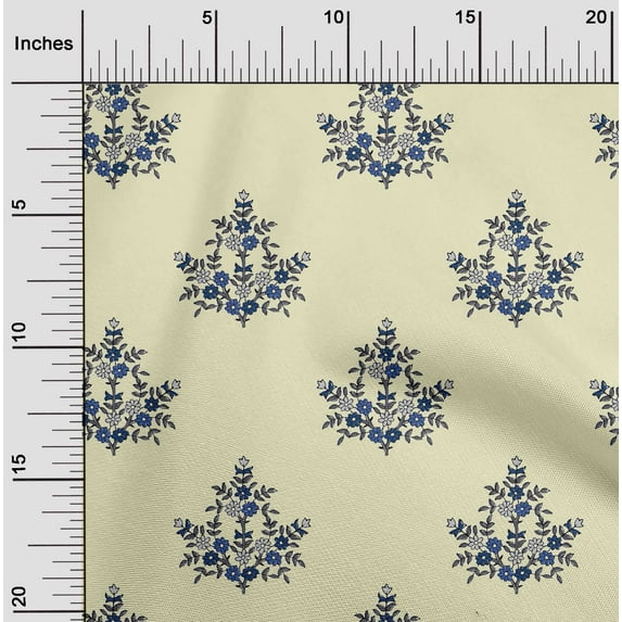 oneOone Cotton Flex Fabric Leaves & Floral Block Fabric Prints By Yard 40 Inch Wide