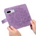 thumbnail image 2 of SaniMore for Google Pixel 7 Case with Wrist Strap, Fashion Flower Embossing Design for Girls/Women, Dual Magnet Card Holder Wallet Cover Kickstand Shockproof for Google Pixel 7, Purple, 2 of 9