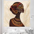thumbnail image 1 of African Tapestry, Hand Drawn Illustration Profile Portrait Ornaments Folk Art, Fabric Wall Hanging Decor for Bedroom Living Room Dorm, 5 Sizes, Multicolor, by Ambesonne, 1 of 1