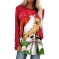 thumbnail image 1 of Camisas Navideñas Para Mujer Camisetas de Manga Larga Casual Navidad Impresión Cuello Redondo Túnica Jersey Odeerbi  ODB201065, 1 of 5