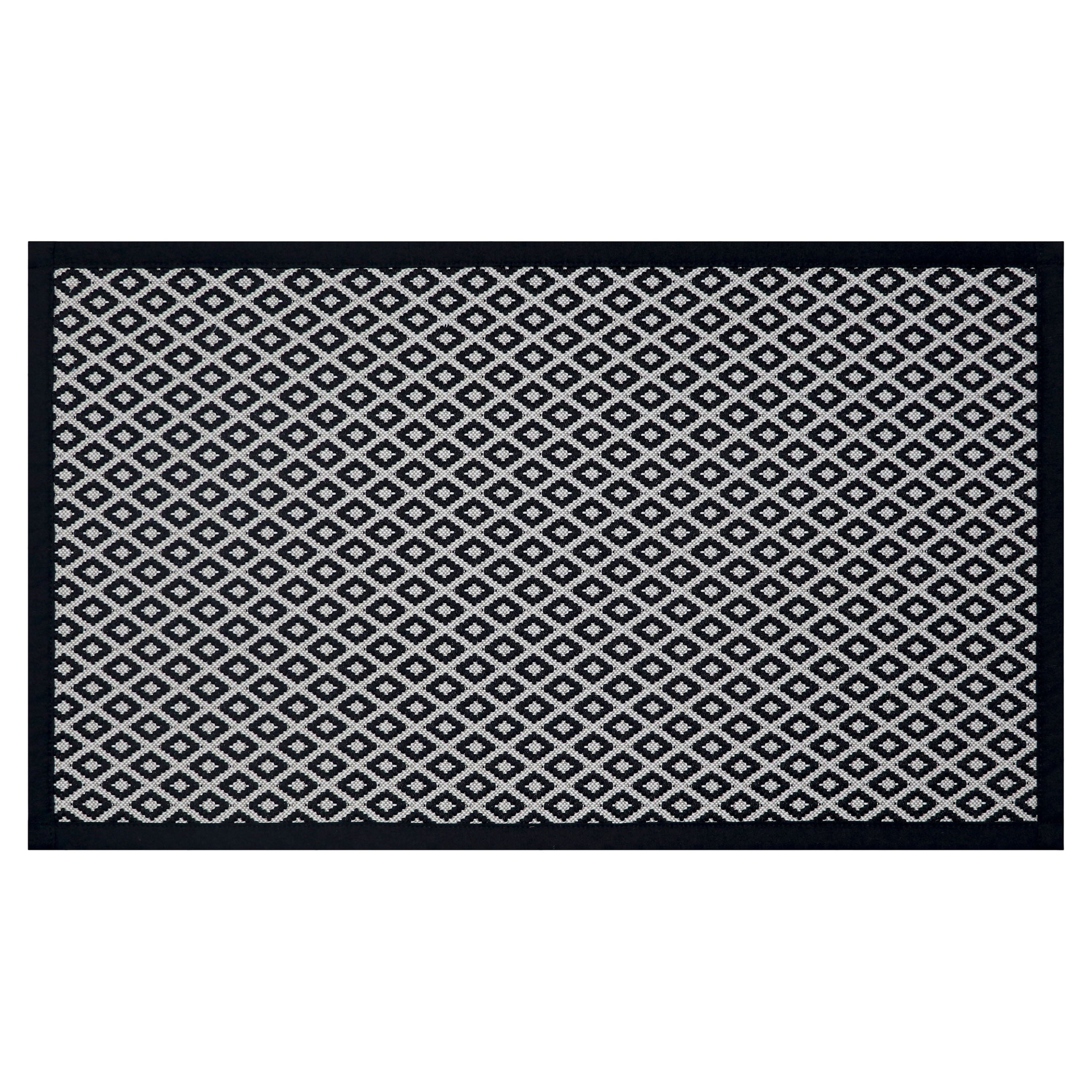 (2 pack) Better Homes & Gardens Black & White Diamond 20" x 34" Indoor Kitchen Rug - 65% Polypropylene, 35% Polyester