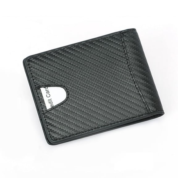 OUNONA Minimalist Men’s Wallet Black Carbon Fiber Pattern Credit Card Holder Pouch for Everyday Use
