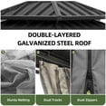 thumbnail image 6 of Uforic 10x10ft Double Roof Hardtop Gazebo, Outdoor Heavy Duty Galvanized Iron Aluminum Frame Garden Gazebo W/ Netting and Gray Curtains,for Garden, Patio, Lawns,Black, 6 of 8