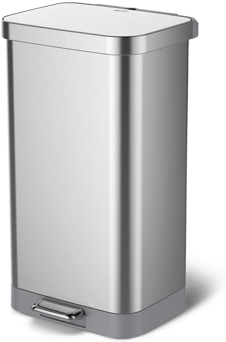 Glad Stainless Steel Step Trash Can with Clorox Odor Protection | Large Glad Stainless Steel Step Trash Can 20 Gallon