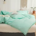 thumbnail image 5 of Move Over Turquoise Bedding Sets Queen Pom Poms Pattern 100% Washed Microfiber Duvet Cover Set No Filling, 5 of 10