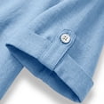 thumbnail image 6 of Women's Summer Linen Set Casual Collar Button Up Shirt And Wide Leg Shorts Two-Piece Set, 6 of 9