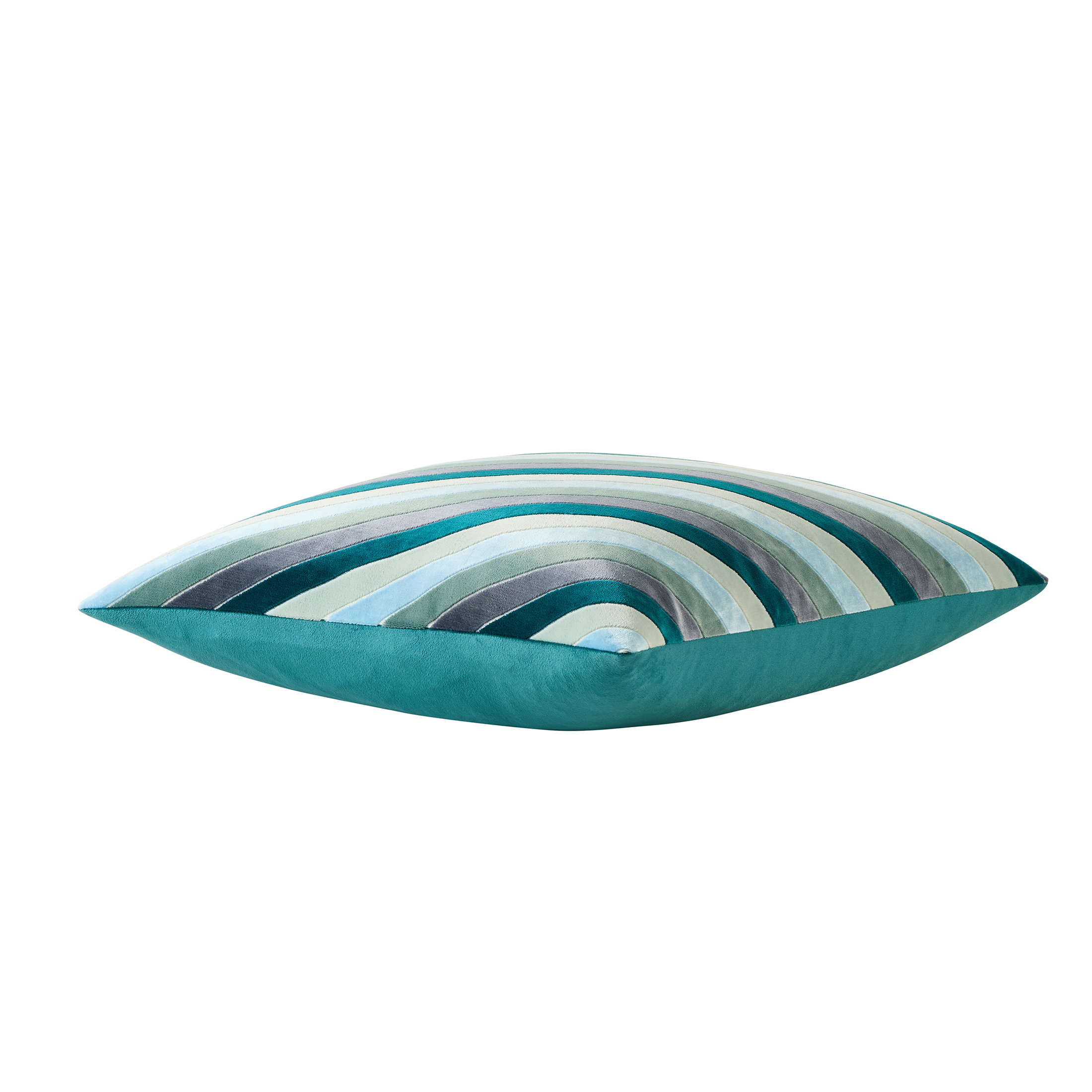 Beautiful 20" x 20" Blue Variegated Stripe Velvet Decorative Pillow by Drew Barrymore