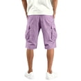 thumbnail image 4 of Dresfit Cargo Shorts Men Drawstring Below the Knee Hiking Shorts Sumemr 2026 Stretch Outdoor Tennis Shorts Loose Elastic Waist Carpenter Pants Purple XL, 4 of 6