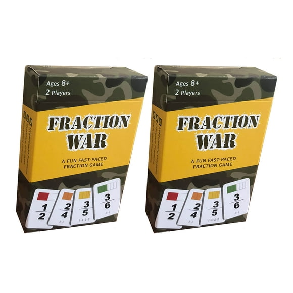 Fraction War Math Game - Fun Math Game to Learn, Compare and Simplify Fractions for 2nd Grade, 3rd Grade, 4th Grade, 5th Grade (2 Pack)