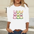 thumbnail image 5 of Ounisa Womens 3/4 Sleeve T Shirts Crew Neck Easter bunny Printed Loose Fit Pullover Casual Spring Festival Daily Wear Tops S-3XL, 5 of 6