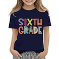 thumbnail image 3 of UACY Girls Sixth Grade Back to School T Shirt Short Sleeve Crew Neck Cotton Casual Summer Graphic Tee (Dark Blue, 10-11Years), 3 of 6