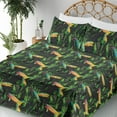 thumbnail image 3 of Ambesonne Birds and Nature Fitted & Flat Sheet with Sham 3 Pcs Set, Art Hummingbirds, Twin XL, Fern Green Vermilion, 3 of 5