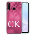 thumbnail image 1 of Personalised Huawei Hard Case - Hot Pink Marble & White Monogram, iPhone 14, 1 of 4