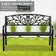 thumbnail image 3 of Outdoor Garden Bench Patio Bench with Back and Cast Iron Armrest, 50" Sturdy and Secure Steel Frame Patio Bench for 2 Person for Park Garden Porch Yard , Black, 3 of 9