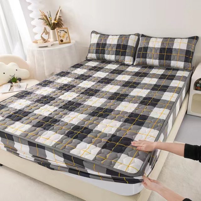 Nouvelle Arrivée Housse de Matelas Matelassée Anti-Acariens Douce Ponçage Simple Grand Tout Compris Housse de Lit Matelassée Non Incluse Taie d'Oreiller