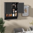 thumbnail image 5 of ZYPPP Bathroom Cabinet Wall Mounted - Hanging Medicine Cabinet with 2 Louvered Doors, 3-Position Adjustable Shelf, Towel Bar, Above Toilet Cabinet, Over The Toilet Space Saver Cabinet (Black), 5 of 10