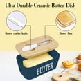 thumbnail image 2 of Sirene Butter Dish with Silicone Lid, Stainless Steel Multipurpose Butter Knife - Navy Blue, 2 of 8