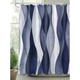 thumbnail image 2 of Abstract Wave Pattern Texture Shower Curtain, Navy Blue Bathroom Decor Curtains Set with Hooks, Waterproof Fabric Home Accessories， 60 X 72 Inch Long, 2 of 6
