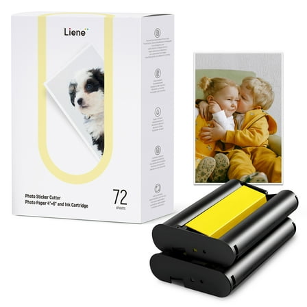 Liene Photo Sticker Cutter Photo Paper 4"X6" W/Ink Cartridge-72 Sheets
