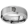 thumbnail image 2 of Tungsten Virgo Zodiac 8mm Brushed Gray Step Edges Men Ring, 2 of 2