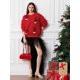 thumbnail image 4 of Suéteres con lazo bonitos para mujer, suéteres navideños rojos informales, modernos, cálidos, de manga larga, prendas de punto básicas para otoño e invierno, ropa de calle, 4 of 5