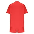 thumbnail image 6 of CheerKidz Womens Solid Color Loose 2 Piece Outfits 2025 Oversized Summer Shirts Shorts Set Casual Beach Ribbed Short Sleeve Matching Set(Z02-Red,L), 6 of 6