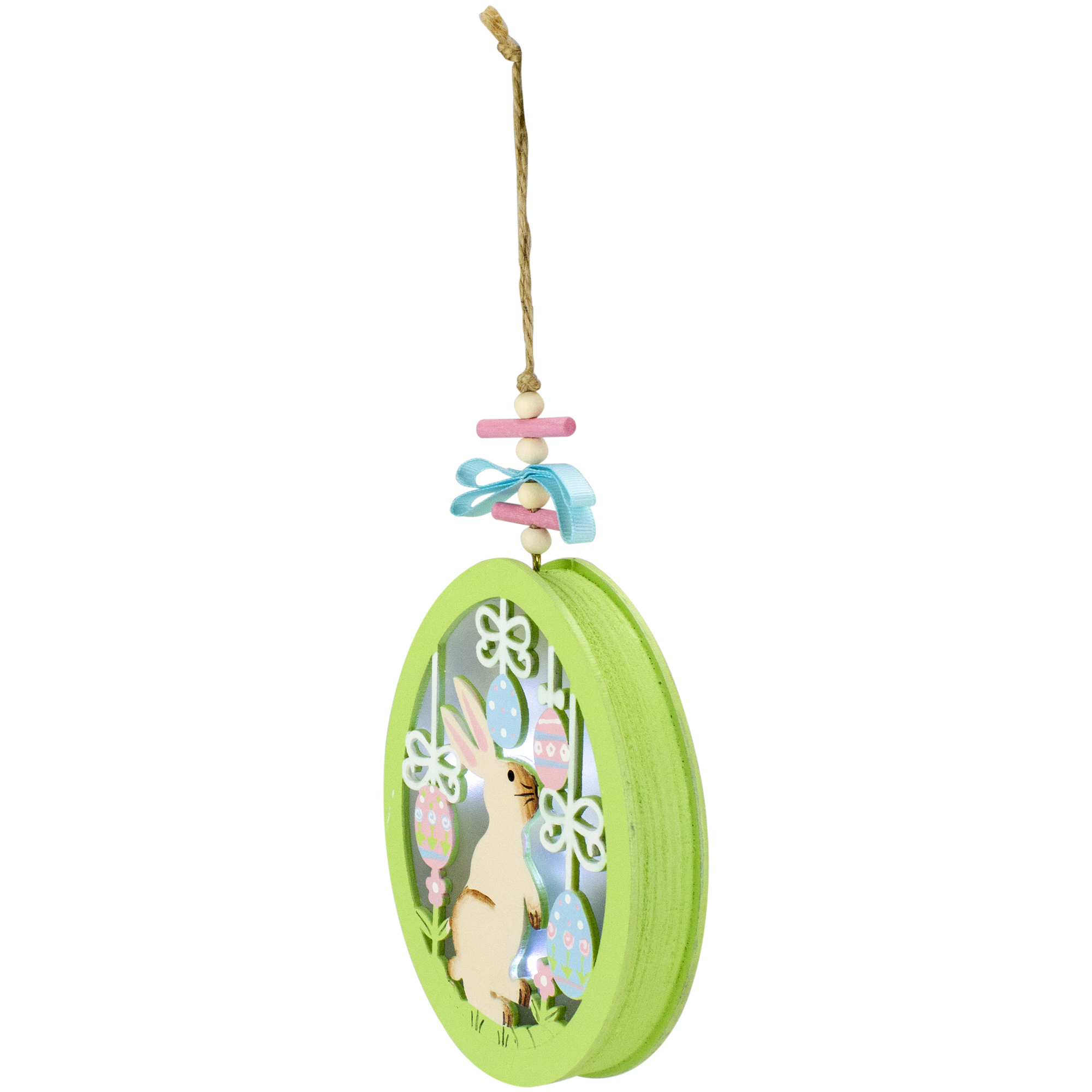 Gallerie II 5.9" Wooden  Easter Eggs and Bunny LED Shadow Box Ornament Battery Operated - image 2 of 3