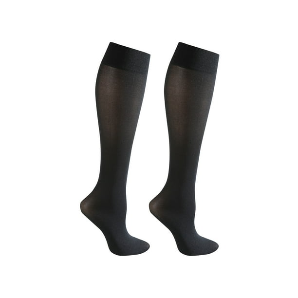 2 Pair Moderate Compression Knee High Socks - Wide Calf - Walmart.com ...