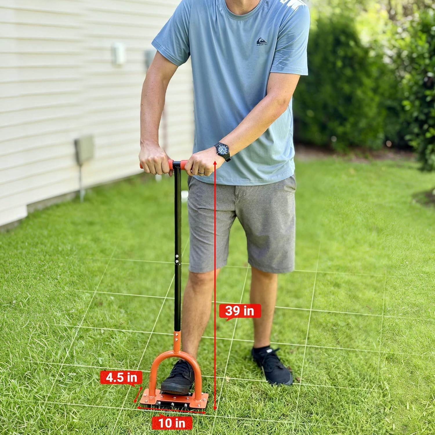 39in Lawn Aerator with 15 Industrial-Grade No.45 Steel Spikes Tool Manual Yard Grass Aeration for Lawn, Yard, Garden, Compacted Soil