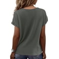 thumbnail image 5 of Relaxed V Neck Top with Short Sleeves and Soft Drapey Fabric for Women Who Want Effortless Style from Spring to Fall Army Green L, 5 of 5