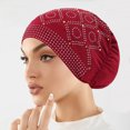 thumbnail image 3 of Chemo Hat Woman's Stretchy Beanie Bandana Turban Skull Cap Head Wrap Headscarf Wine One Size, 3 of 3