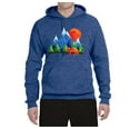 thumbnail image 2 of Neon Colorful California Bear Sunset Cali Redwoods | Mens Fashion Hooded Sweatshirt Graphic Hoodie, Vintage Heather Blue, Small, 2 of 4