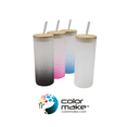 thumbnail image 2 of 3 Piezas Vaso Vidrio Skinny Tapa Bambu Sublimacion Color Make Color Rosa, 2 of 2
