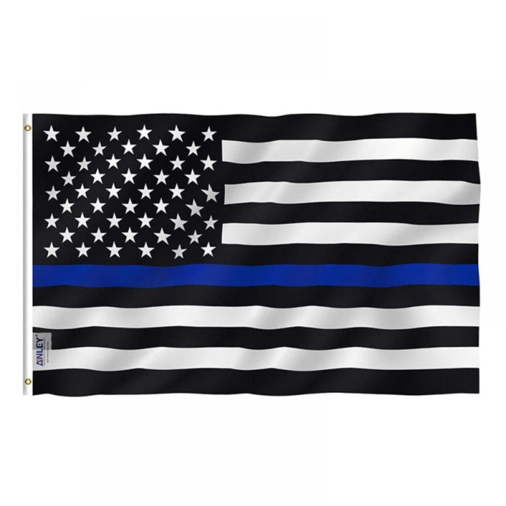 Police Thin Blue Line Polyester 3x5 Foot Flag Law Enforcement Memorial Banner 