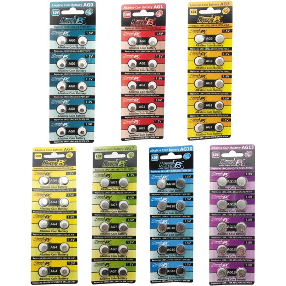 HyperPS (Total 70 pcs) AG0 AG1 AG3 AG4 AG7 AG10 AG13 Alkaline 1.5V Button Cell Battery Single Use Watch Toys Remotes Cameras