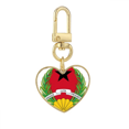 thumbnail image 1 of Guinea Bissau National Emblem Gold Heart Keychain Metal Keyring Holder, 1 of 3