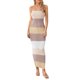 thumbnail image 5 of Lucakuins Mujer Bodycon Maxi Vestido Largo, Verano Sin Mangas Bandeau Contraste Color Acanalado Vestido de Punto Lucakuins  moda, 5 of 9
