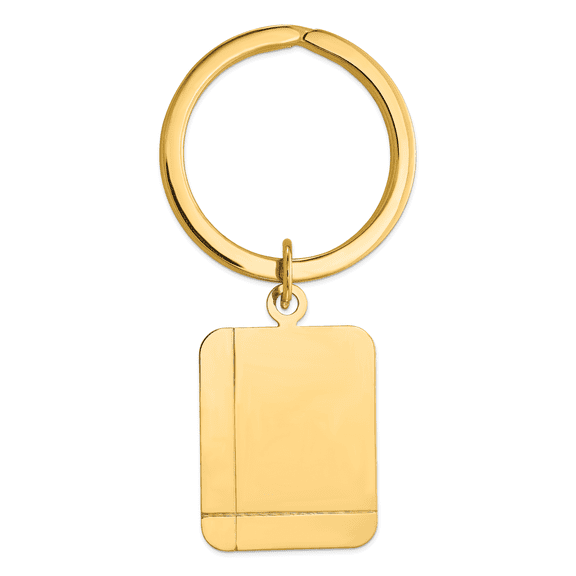 14K Yellow Gold Rectangle Disc Key Ring