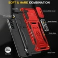 thumbnail image 3 of Dteck for Samsung Galaxy S22 Plus Slide Camera Protection Case,Magnetic Kickstand Slip Guard Grids Pattern Hybrid Shock Bumper Slim Cover.For Samsung Galaxy S22 Plus,Red, 3 of 7