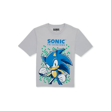 SEGA Boys Sonic the Hedgehog, Crew Neck, Short Sleeve, Graphic T-Shirt, Sizes 4-18