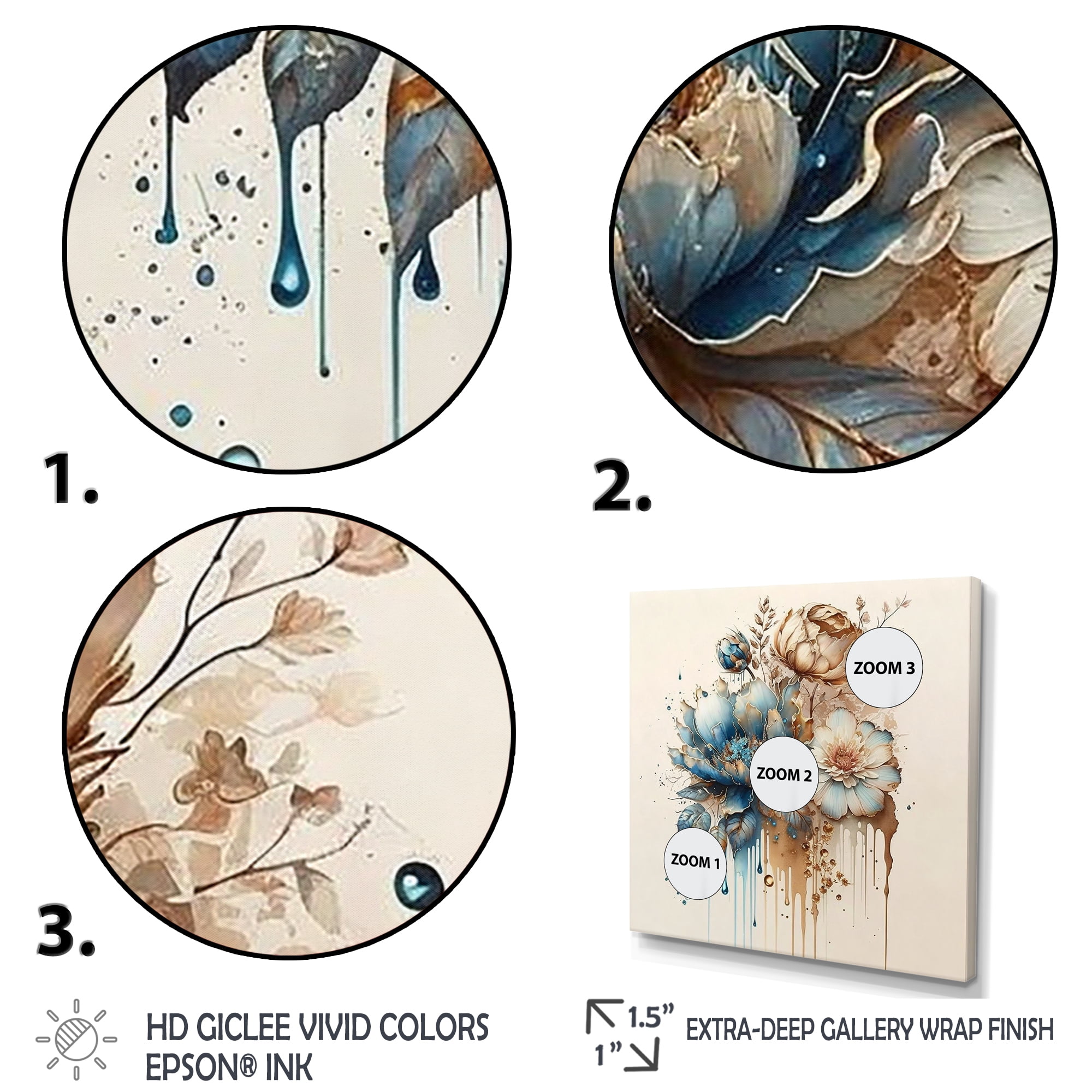 Designart Realistic Blooming Flowers III Canvas Wall Art