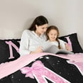 thumbnail image 5 of Manfei Personalized Letter N Full Size Comforter Sets,Bow Monogrammed Theme Bedding Comforter Set,Pink Black Bedding Sets For Girl Teens,Ultra Soft Bedroom Decor Reversible,3pcs, 5 of 8