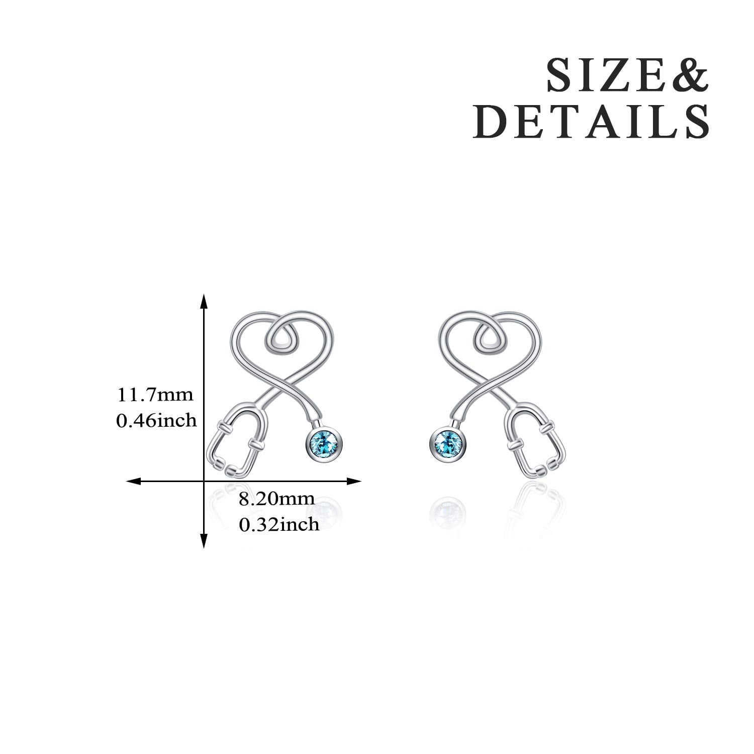 AOBOCO Mother Day Gifts Sterling Silver Stethoscope Earrings Simulated Birthstone Crystals, Gifts for Women Nurse Medical Student