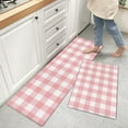 thumbnail image 2 of Valentine's Day Kitchen Rugs and Mats 2 Pieces Pink Buffalo Plaid Runner Rug Sets White Check Soft Kitchen Mats for Floor Absorbent Area Rugs Carpet Non Slip Doormat Home Decor Gifts, 2 of 6