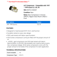 thumbnail image 2 of A/C Compressor - Compatible with 1997 - 1999 Acura CL 3.0L V6 1998, 2 of 2